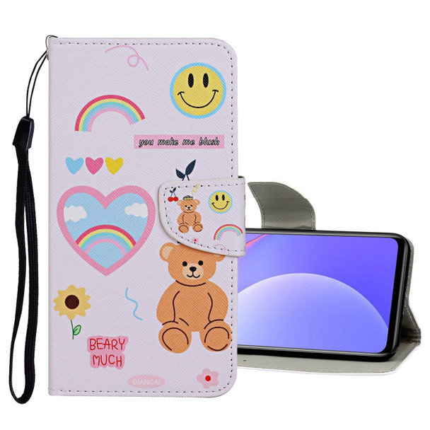 Xiaomi Redmi Note 10 5G Colored Drawing Pattern Flip Leather Case(Smiling Bear)