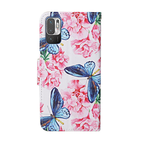 Xiaomi Redmi Note 10 5G Colored Drawing Pattern Flip Leather Case(Dragonfly Flower)