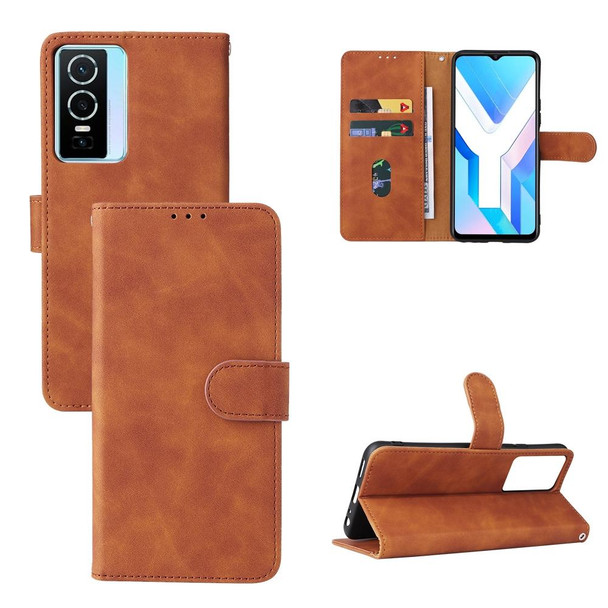 vivo Y76 5G/Y76S 5G/Y74S Skin Feel Magnetic Flip Leather Phone Case(Brown)