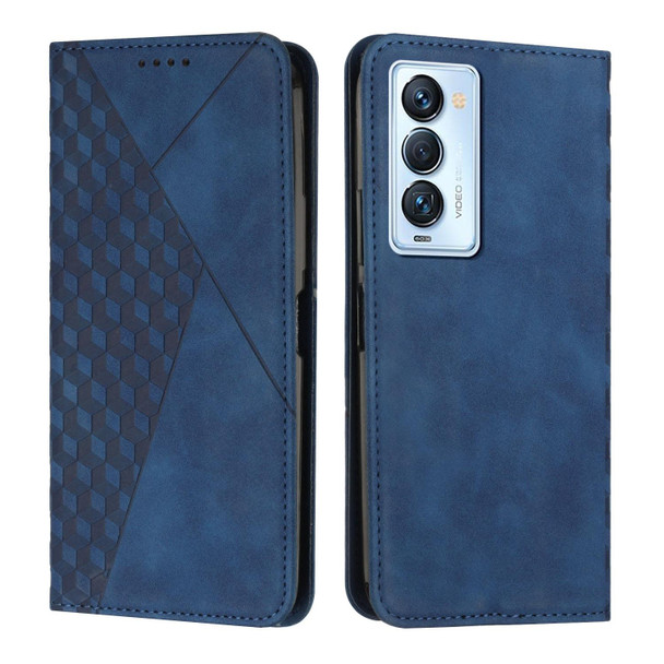 Tecno Camon 18 Premier Diamond Splicing Skin Feel Magnetic Leather Phone Case(Blue)