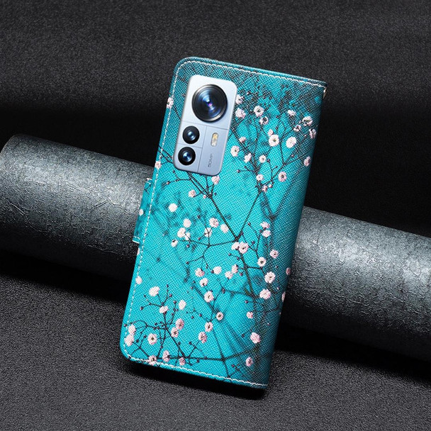 Xiaomi 12 Pro Colored Drawing Pattern Leather Phone Case(Plum Blossom)