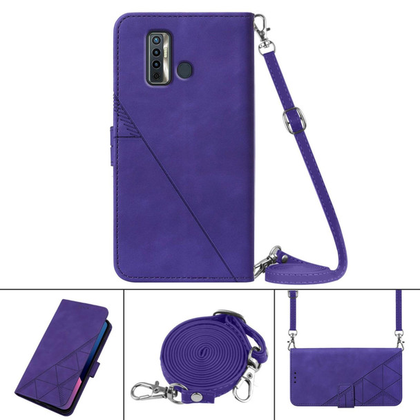 Tecno Camon 17 Crossbody 3D Embossed Flip Leather Phone Case(Purple)