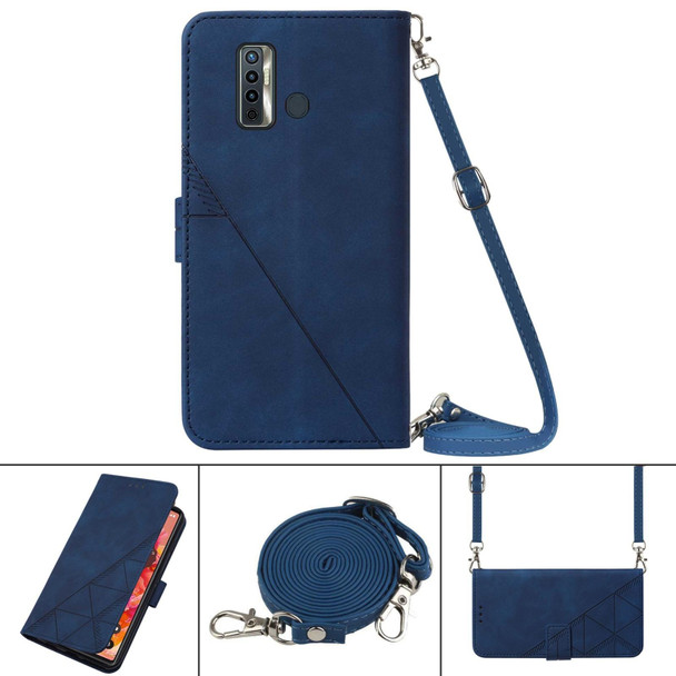 Tecno Camon 17 Crossbody 3D Embossed Flip Leather Phone Case(Blue)