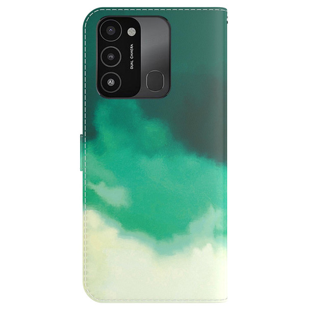 Tecno Spark Go 2022 / Spark 8C Watercolor Pattern Horizontal Flip Leather Phone Case(Cyan Green)