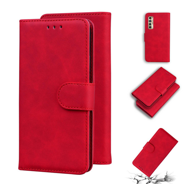 Tecno Camon 17P Skin Feel Pure Color Flip Leather Phone Case(Red)