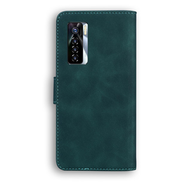 Tecno Camon 17 Pro Skin Feel Pure Color Flip Leather Phone Case(Green)