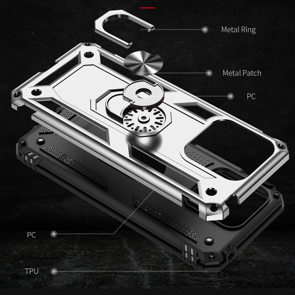 Xiaomi Redmi 10C Shockproof TPU + PC Phone Case with 360 Degree Rotating Holder(Silver)