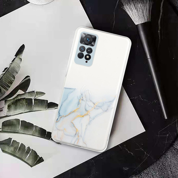 Xiaomi Redmi Note 11 Foreign Version Hollow Marble Pattern TPU Precise Hole Phone Case(Grey)