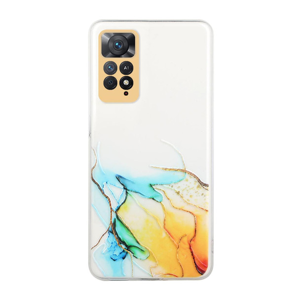 Xiaomi Redmi Note 11 Foreign Version Hollow Marble Pattern TPU Precise Hole Phone Case(Yellow)