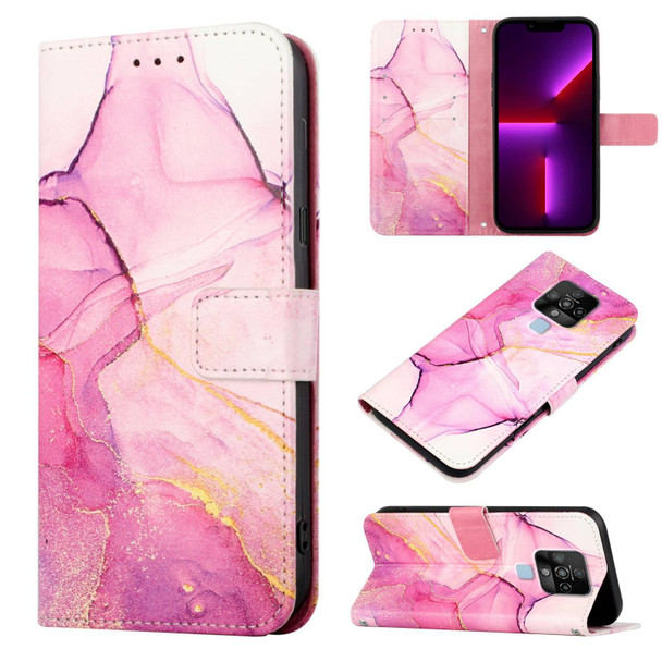 Tecno Camon 16 Pro / 16 PT003 Marble Pattern Flip Leather Phone Case(Pink Purple Gold LS001)