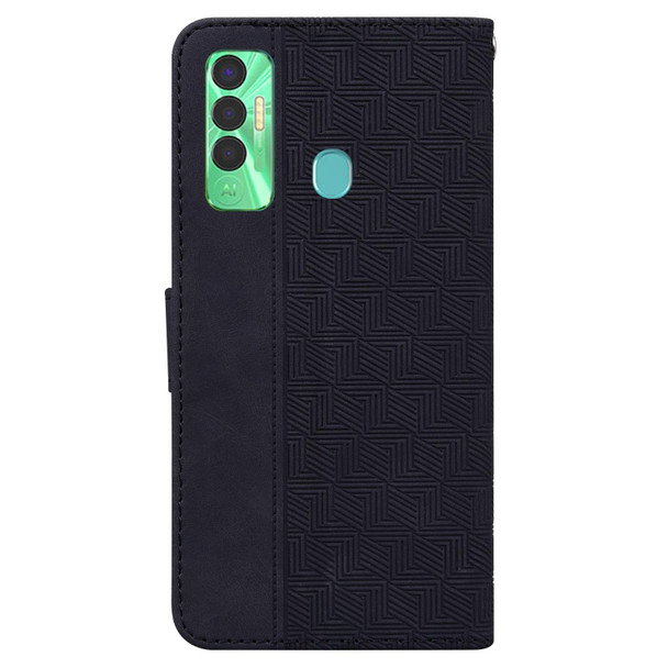 Tecno Spark 7P Geometric Embossed Leather Phone Case(Black)