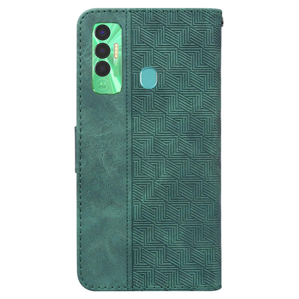 Tecno Spark 7P Geometric Embossed Leather Phone Case(Green)