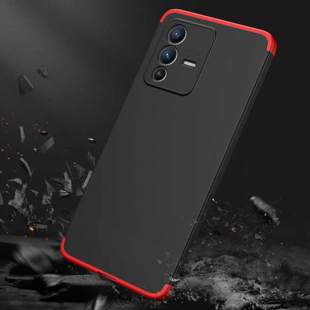 vivo V23 5G GKK Three Stage Splicing PC Phone Case(Black Red)