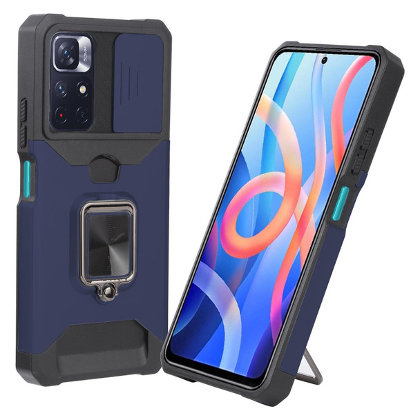 Xiaomi Redmi Note 11 5G China / Poco M4 Pro 5G Sliding Camera Cover Design PC + TPU Shockproof Phone Case(Blue)