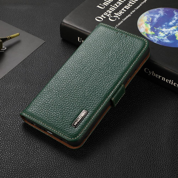 Xiaomi Poco X3 GT KHAZNEH Side-Magnetic Litchi Genuine Leather RFID Phone Case(Green)