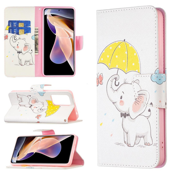 Xiaomi Redmi Note 11 Pro / 11 Pro+ Colored Drawing Leather Phone Case(Umbrella Elephant)