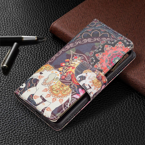 Xiaomi Redmi Note 11 Pro / 11 Pro+ Colored Drawing Pattern Zipper Leather Phone Case(Flower Elephants)