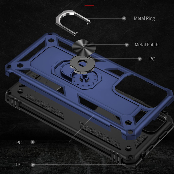 Xiaomi Redmi Note 11 Pro 5G Shockproof TPU + PC Phone Case with 360 Degree Rotating Holder(Blue)