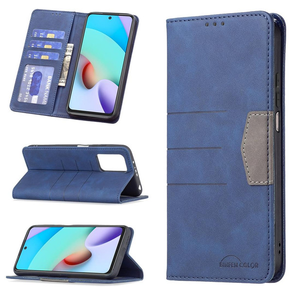 Xiaomi Redmi 10 Magnetic Splicing Leather Phone Case(Blue)