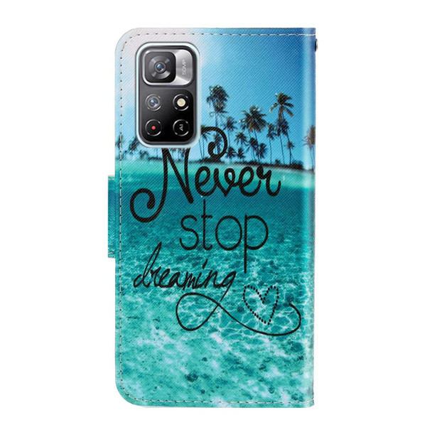 Xiaomi Redmi Note 11 3D Colored Drawing Horizontal Flip Leather Phone Case(Blue Coconut Grove)