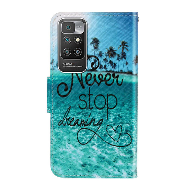 Xiaomi Redmi 10 3D Colored Drawing Horizontal Flip Leather Phone Case(Blue Coconut Grove)