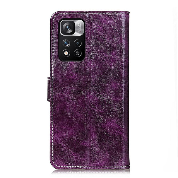 Xiaomi Redmi Note 11 Pro / Redmi Note 11 Pro+ 5G / Mi 11i Retro Crazy Horse Texture Horizontal Flip Leather Phone Case with Holder & Card Slots & Photo Frame & Wallet(Purple)