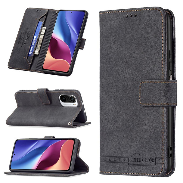 Xiaomi Mi 11i / Poco F3 Magnetic Clasp RFID Blocking Anti-Theft Leather Case with Holder & Card Slots & Wallet(Black)