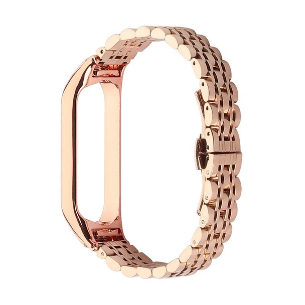 Xiaomi Mi Band 4 / 3 Seven-beads Stainless Steel Watch Band(Rose Gold)