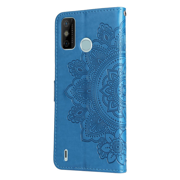 Tecno Spark 6 Go 7-petal Flowers Embossing Pattern Horizontal Flip PU Leather Case with Holder & Card Slots & Wallet & Photo Frame(Blue)