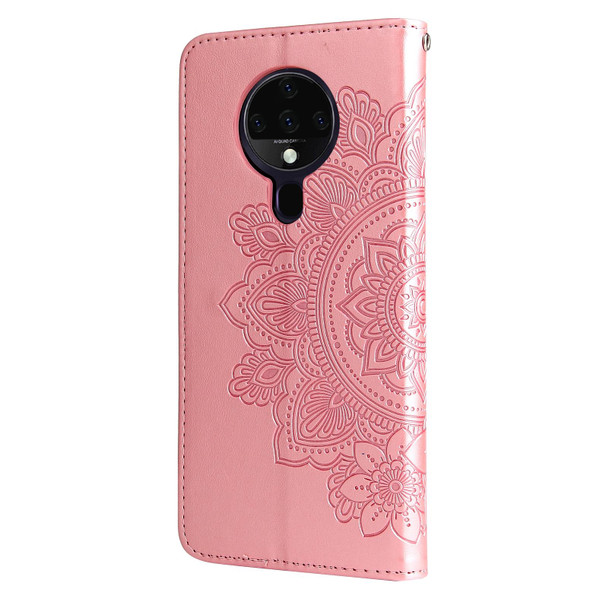 Tecno Spark 6 7-petal Flowers Embossing Pattern Horizontal Flip PU Leather Case with Holder & Card Slots & Wallet & Photo Frame(Rose Gold)