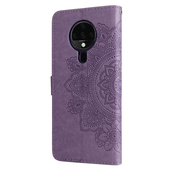 Tecno Spark 6 7-petal Flowers Embossing Pattern Horizontal Flip PU Leather Case with Holder & Card Slots & Wallet & Photo Frame(Light Purple)