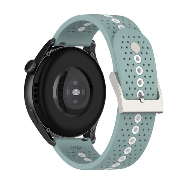 22mm Universal Colorful Hole Silicone Watch Band(Rock Cyan White)