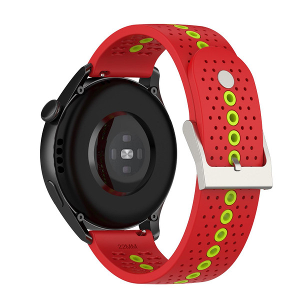 22mm Universal Colorful Hole Silicone Watch Band(Red Green)