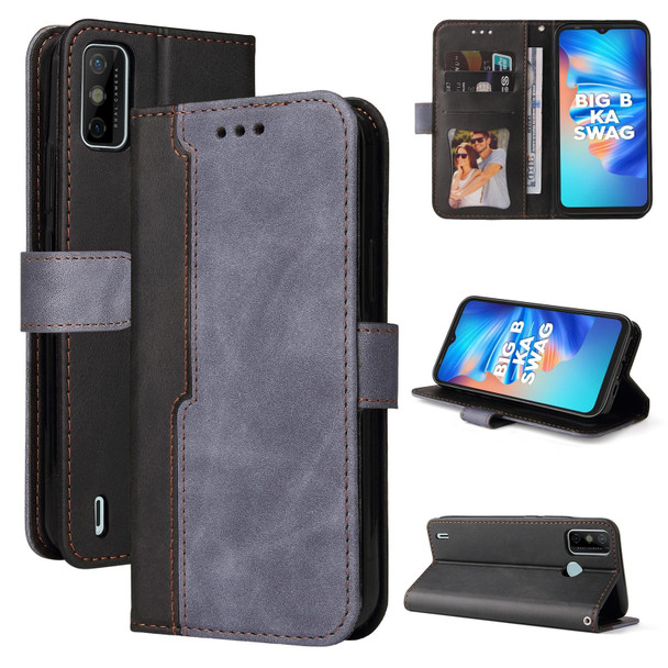 Business Stitching-Color Horizontal Flip PU Leatherette Case with Holder & Card Slots & Photo Frame - Tecno Spark 6 Go(Gray)