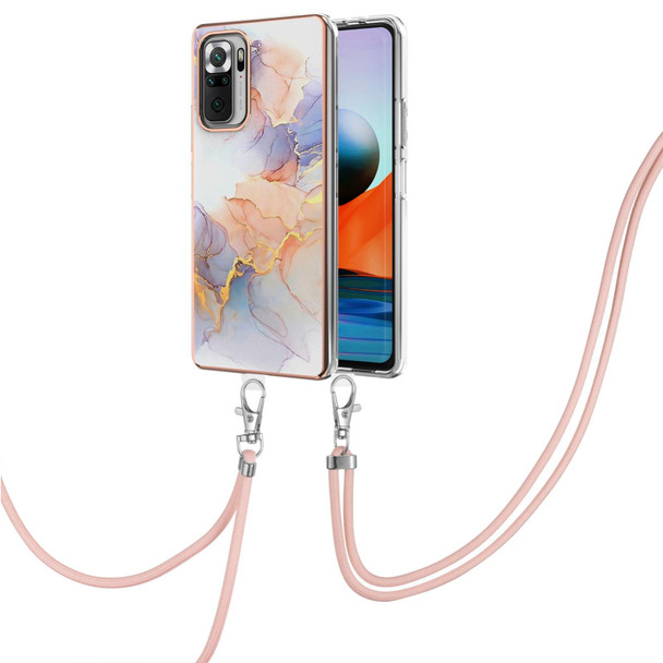 Xiaomi Redmi Note 10 Pro / 10 Pro Max Electroplating Pattern IMD TPU Shockproof Case with Neck Lanyard(Milky Way White Marble)
