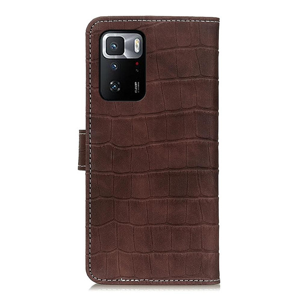 Xiaomi Poco X3 GT Magnetic Crocodile Texture Horizontal Flip Leather Case with Holder & Card Slots & Wallet(Brown)