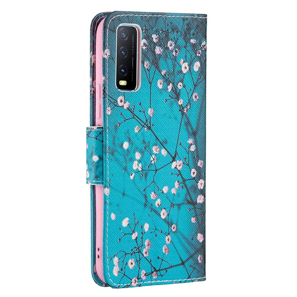 vivo Y20 Colored Drawing Pattern Horizontal Flip Leather Case with Holder & Card Slots & Wallet(Plum Blossom)