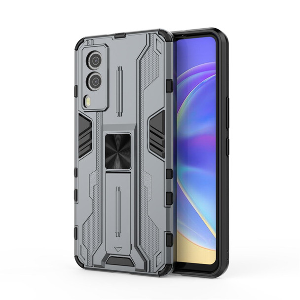 vivo V21e 5G Supersonic PC + TPU Shock-proof Protective Case with Holder(Grey)