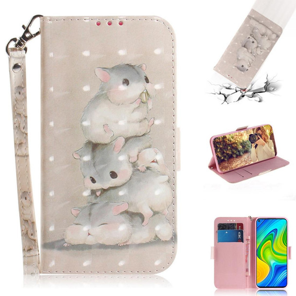 Xiaomi Redmi Note 9 / Redmi 10X 4G 3D Painted Pattern Magnetic Attraction Horizontal Flip Leather Case with Holder & Card Slot & Wallet & Lanyard(Squirrels)