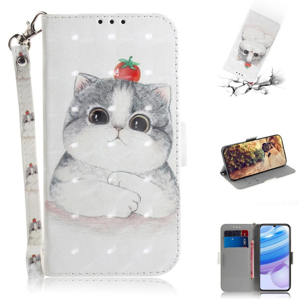 Xiaomi Redmi 10X 5G 3D Painted Pattern Magnetic Attraction Horizontal Flip Leather Case with Holder & Card Slot & Wallet & Lanyard(Cute Cat)