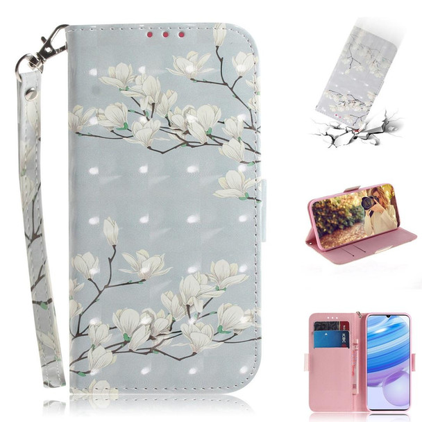 Xiaomi Redmi 10X 5G 3D Painted Pattern Magnetic Attraction Horizontal Flip Leather Case with Holder & Card Slot & Wallet & Lanyard(Magnolia)