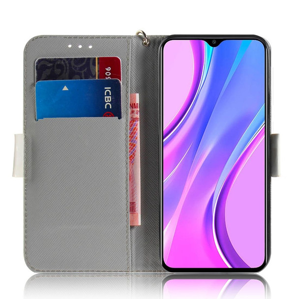 Xiaomi Redmi 9 3D Painted Pattern Magnetic Attraction Horizontal Flip Leather Case with Holder & Card Slot & Wallet & Lanyard(Watercolor Flowers)