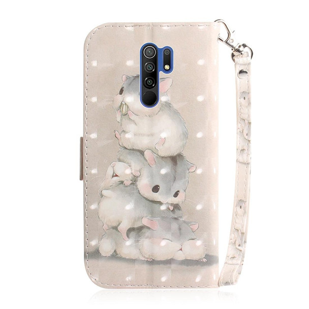 Xiaomi Redmi 9 3D Painted Pattern Magnetic Attraction Horizontal Flip Leather Case with Holder & Card Slot & Wallet & Lanyard(Squirrels)