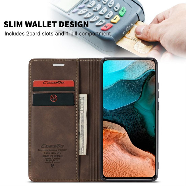 Xiaomi Redmi K30 Pro CaseMe-013 Multifunctional Horizontal Flip Leather Case with Card Slot & Holder & Wallet(Coffee)