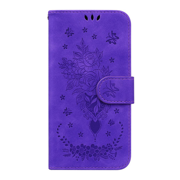 Xiaomi Redmi Note 10 4G / 10S Butterfly Rose Embossed Leather Phone Case(Purple)