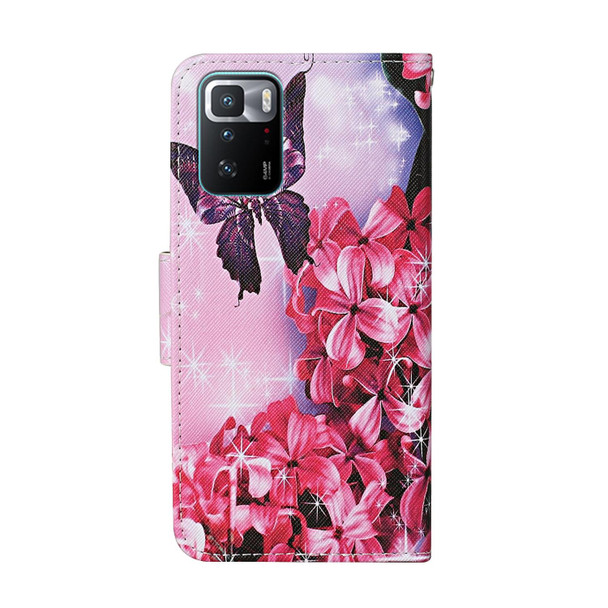 Xiaomi Redmi Note 10 Pro China Colored Drawing Pattern Flip Leather Case(Red Flower Butterfly)