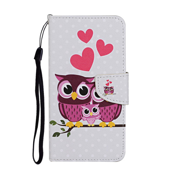 Xiaomi Redmi Note 10 5G Colored Drawing Pattern Flip Leather Case(Owl Family)