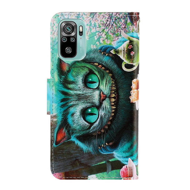 Xiaomi Redmi Note 10 4G 3D Colored Drawing Leather Phone Case(Green Eyes)