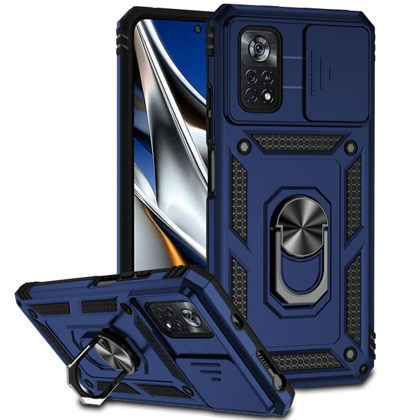 Xiaomi Poco X4 Pro 5G Sliding Camshield Holder Phone Case(Blue)