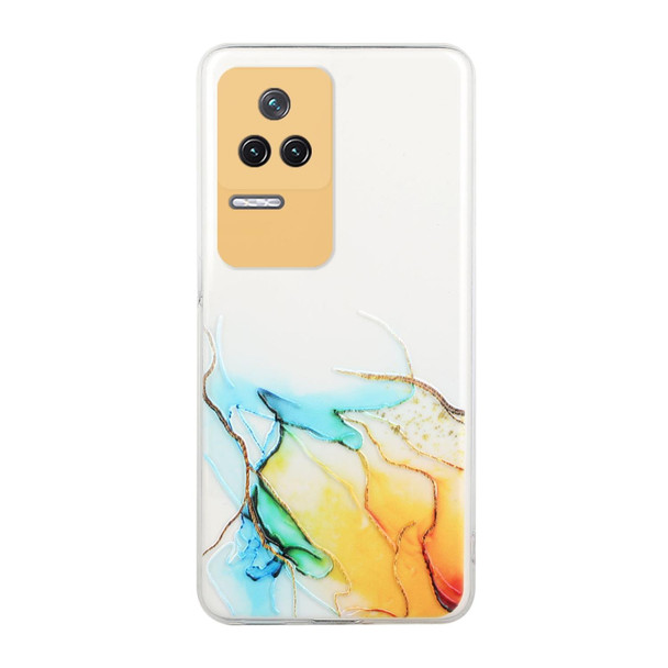 Xiaomi Redmi K50 Pro Hollow Marble Pattern TPU Precise Hole Phone Case(Yellow)